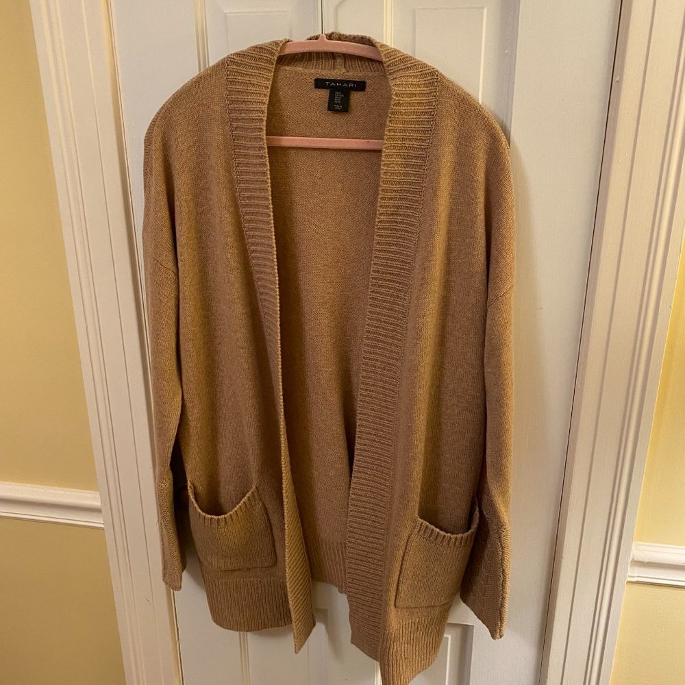 Tahari Open Cardigan - Camel - M